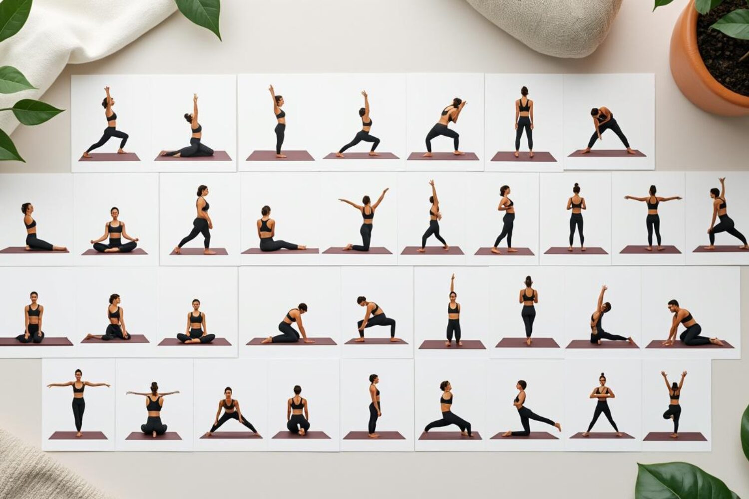 Tableau des postures de yoga : fiches illustrées à imprimer
