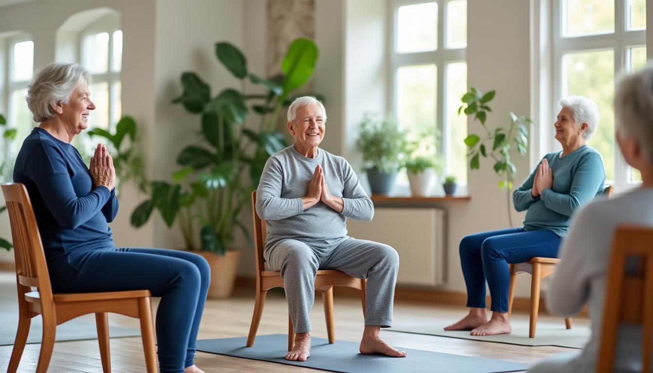 découvrez des exercices doux de yoga sur chaise spécialement conçus pour les seniors, avec des vidéos gratuites pour pratiquer en toute sécurité et améliorer votre bien-être.